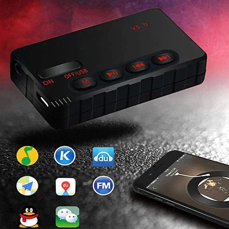 EC8 Автомобильный Bluetooth 5,0 приемник передатчик адаптер USB с разъемом подачи внешнего сигнала AUX музыкальный плеер адаптер Поддержка AUX USB воспроизведения музыки