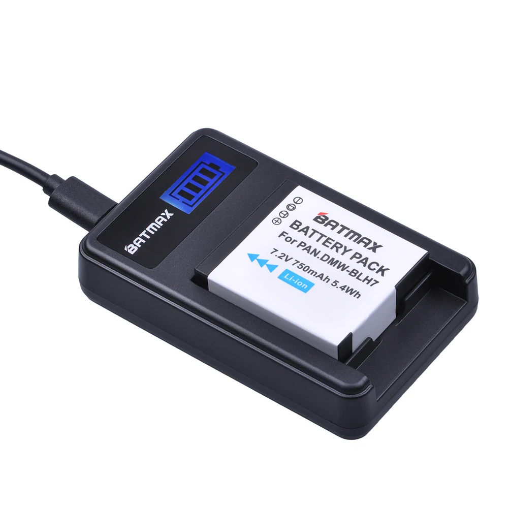 1 Pz 750 Mah Dmw Blh7 Dmw-Blh7 Battery + Usb Lcd Charger Per Panasonic Lumix Dmc-Gm1 Gm1 Dmc-Gm5 Gm5 Dmc-Gf7 Gf7 Dmc-Gf8 Gf8