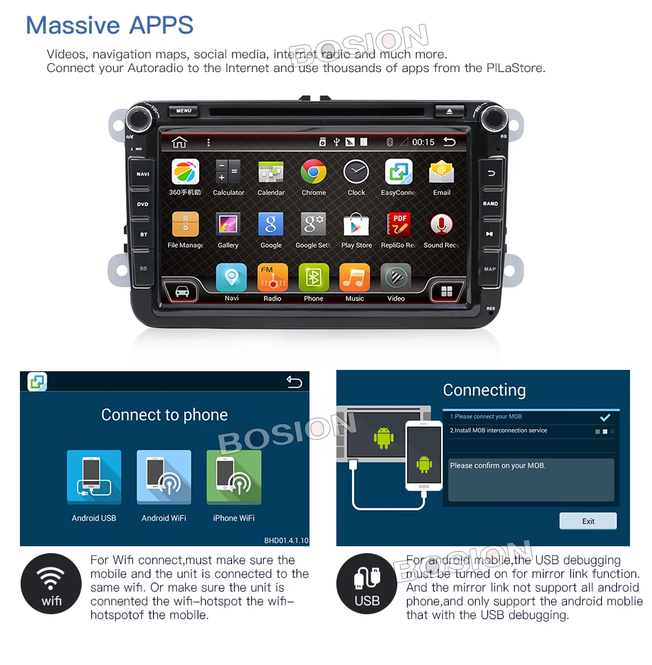 Cheap Android 7.1 8" 2 din Car DVD GPS 3G/4G radio stereo player SWC for Volkswagen VW golf 6 touran passat B7 sharan Touran polo seat 15