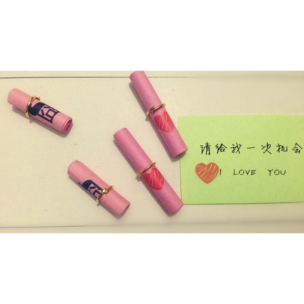 100x Message Wish Paper Scrolls for Wish Bottle Charms Party Favor DIY Craft Colorful Heart Printed Wishing Paper Scroll