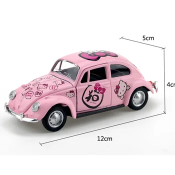 

Hello kitty Diecasts Toy Vehicles Alloy car children's toy cartoon simulation mini car flash pull back Toy for children gift