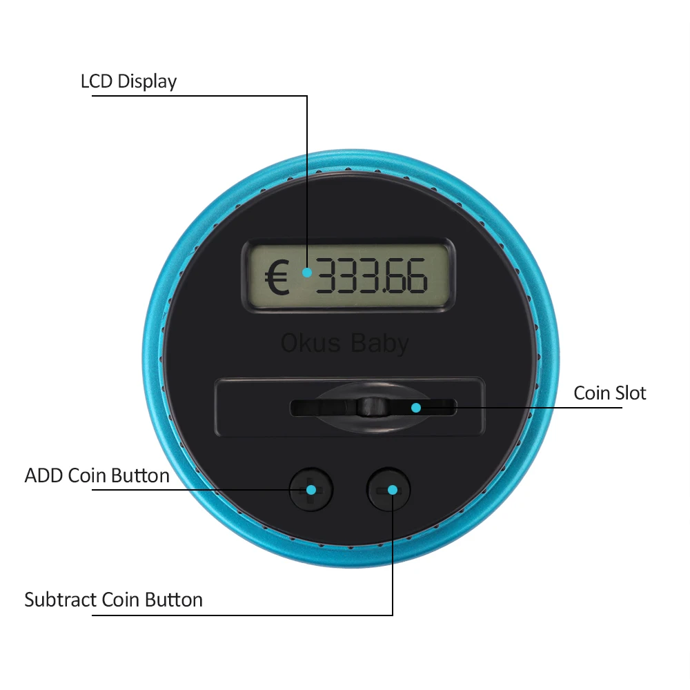 Newest 1.8L Piggy Bank Counter Coin Electronic Digital LCD Counting Coin Money Box Jar Coins Storage Box For USD EURO GBP Money