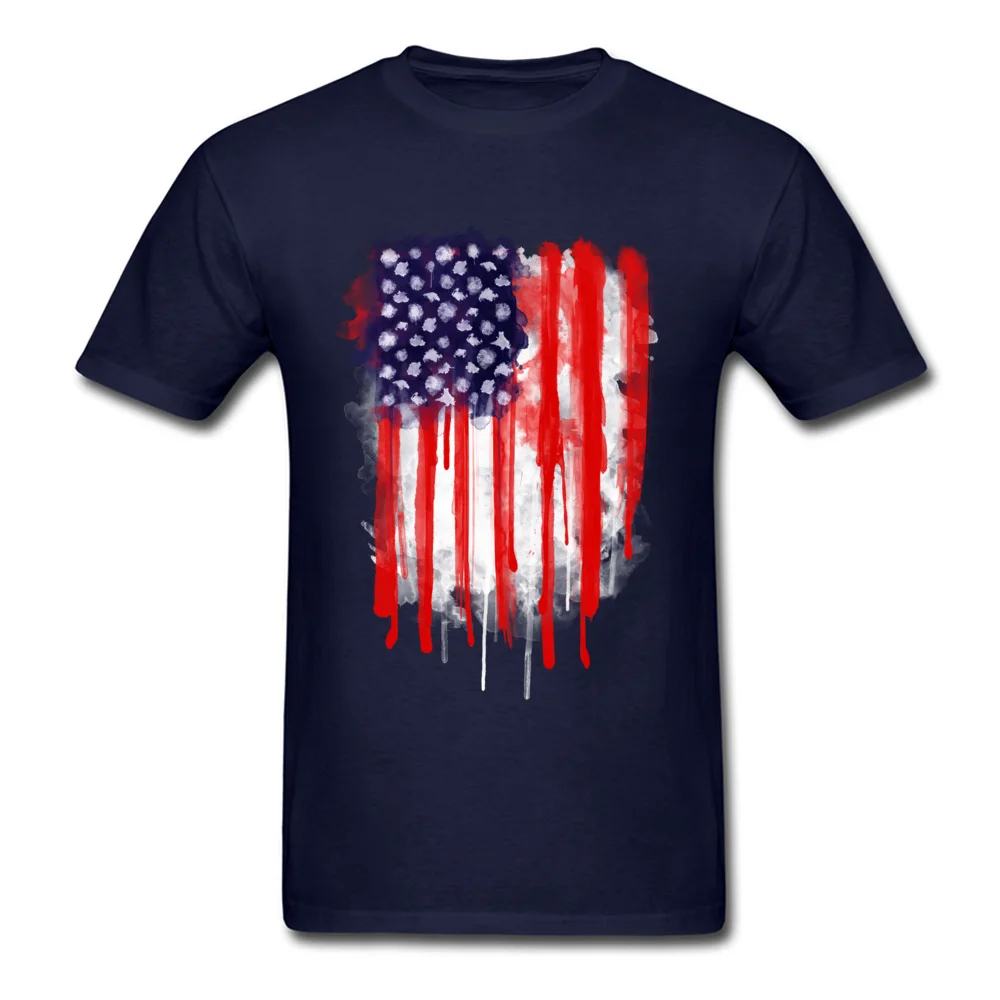 cosie Tops Shirts Summer/Autumn 2018 Newest Round Collar 100% Cotton Clothing Shirt Men Top T-shirts American Spatter Flag American Spatter Flag navy