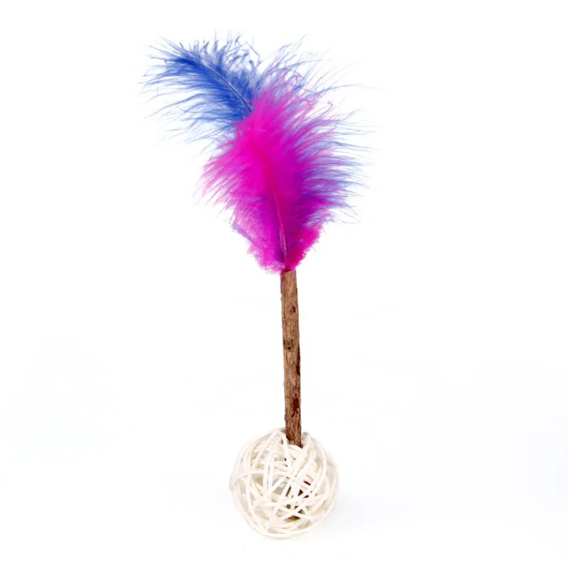 

Cat Ball Toy with Bell and Feather,Interactive Toy for Kitten Kitty,Made with Natural Rattan