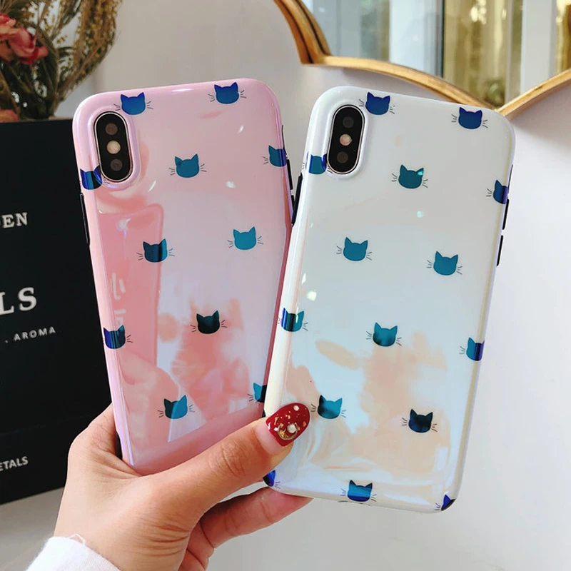 

SUYACS Blu-ray Phone Case For iPhone XS max XR 6 6S 7 8 Plus X Cartoon Animal Cats Pattern Rubber TPU Soft Back Cover Coque