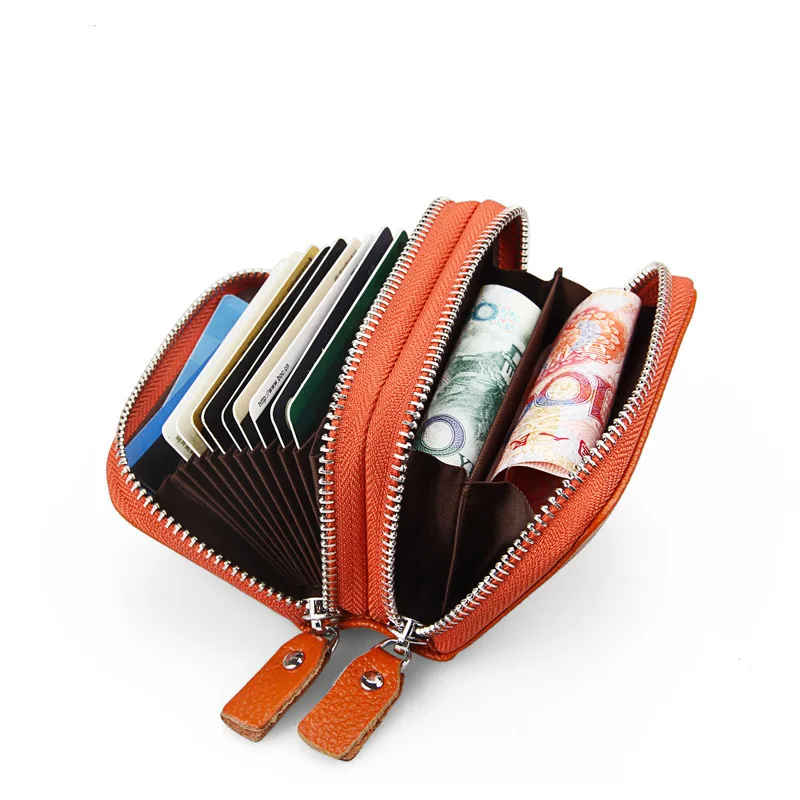 

2019 Magnetically RFID Layer Cow pickups Credit Card Organ Card Small Change Card Package Candy Color Women Wallet Men