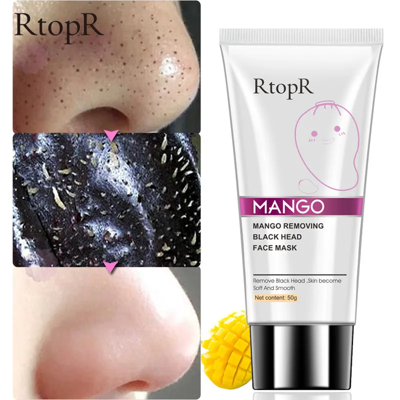 

RtopR 50g Mango Blackhead Remover Acne Treatment Nose Oil-control Mud Pore Strip Mask Whitening Cream Peel off Mask Nose Peel