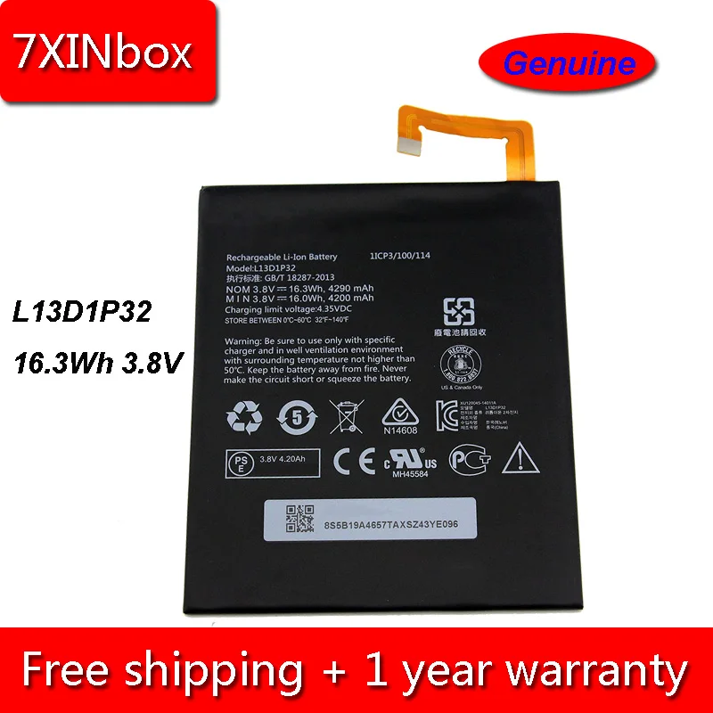 

7XINbox 16.3Wh 4290mAh 3.8V Genuine L13D1P32 Laptop Battery For Lenovo Lepad A8-50 A5500 Tab S8-50 Series