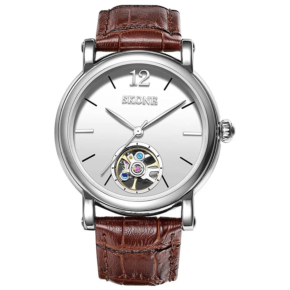 

Practical SKONE Mens Automatic Mechanical Watch with Leather Strap