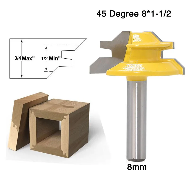 8 мм хвостовик 45 градусов-до 3/" шток соединение в УС с врезкой маршрутизатор бит язык и барабанный фрезерный станок набор