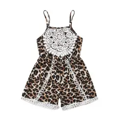 Детский комбинезон для девочек 2019 новая сексуальная летняя одежда для маленьких девочек леопардовая кружевная комбинезон лоскутный