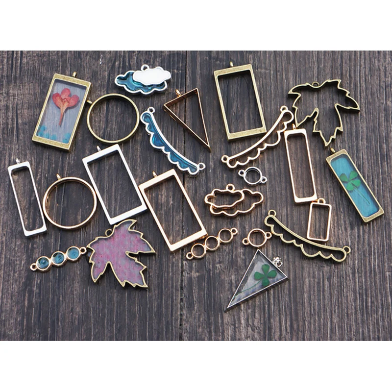 

1pc Triangle Leaf Cameo Glass Cabochon Square Frame Necklace Pendant Charm Bezel Blank Base Setting Tray Diy Handmade Findings
