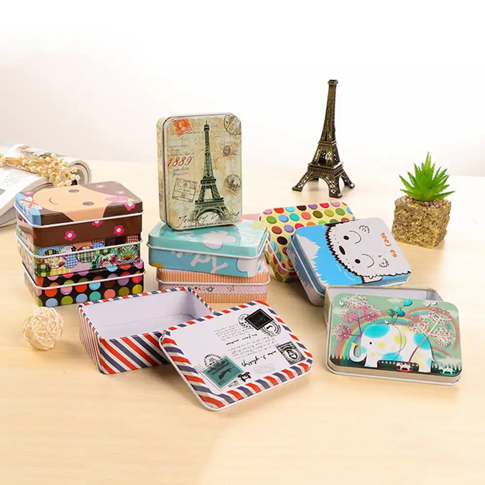 Mini Charm Tin Box Sealed Glass Packaging Boxes Jewelry Box Of