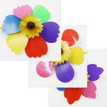 36 шт/партия 6-лист подсолнуха пластмассовые украшения для сада детская игрушечная ветряная мельница