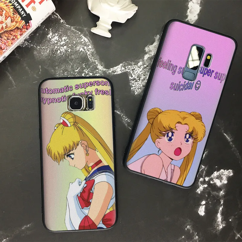 

Sailor moon aesthetic pastel quotes TPU Soft Silicone Phone Case Shell Cover For Samsung S7 Edge S8 S9 Plus Note 8 9