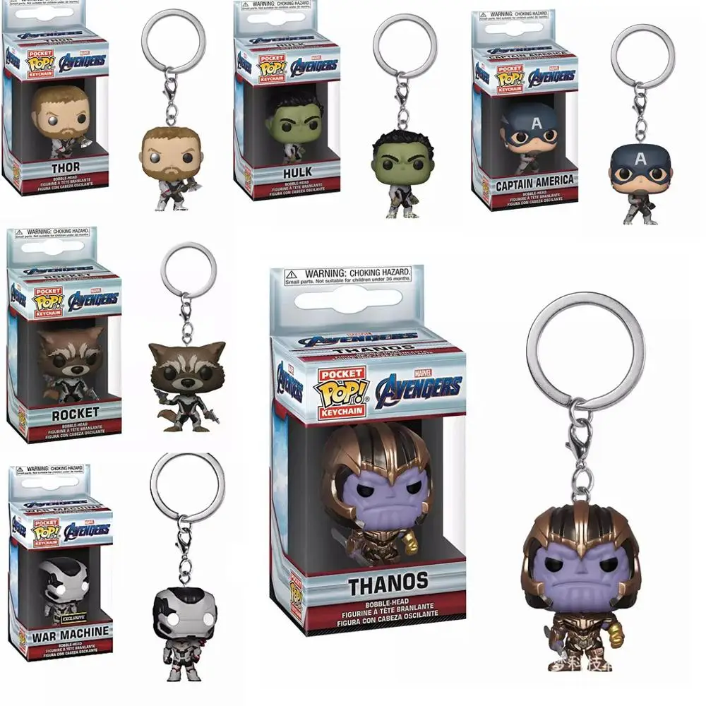 

FUNKO POP Marvel Avengers: Endgame Captain America Hulk Thor Thanos Pocket POP Keychain Action Figure toys for Children Gift