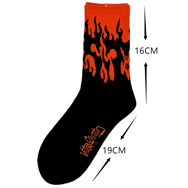 Korean style fashion Harajuku street hip hop socks unisex fun men's socks happy skateboard flame ladies socks