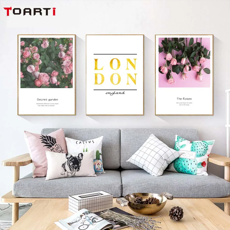Pink Flamingo Flowers Posters Prints Flowers Quote Canvas Painting On The Wall For Living Room Home Decora Beautiful Colored Art (3)