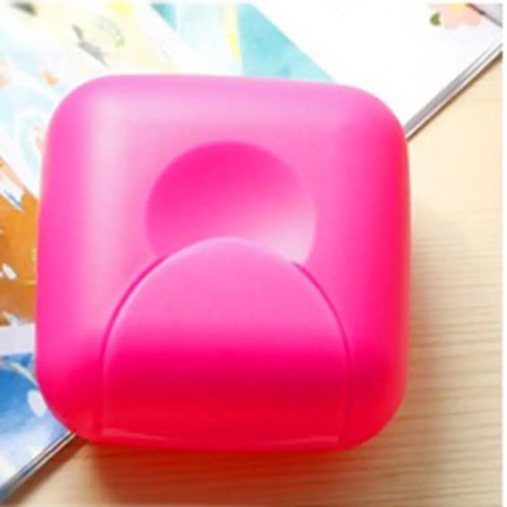 Прямая портативный мини-удобный чехол для ванной посуды для домашнего душа для путешествий на открытом воздухе походный держатель Контейнер уплотнительная мыльница - Цвет: Rose red S