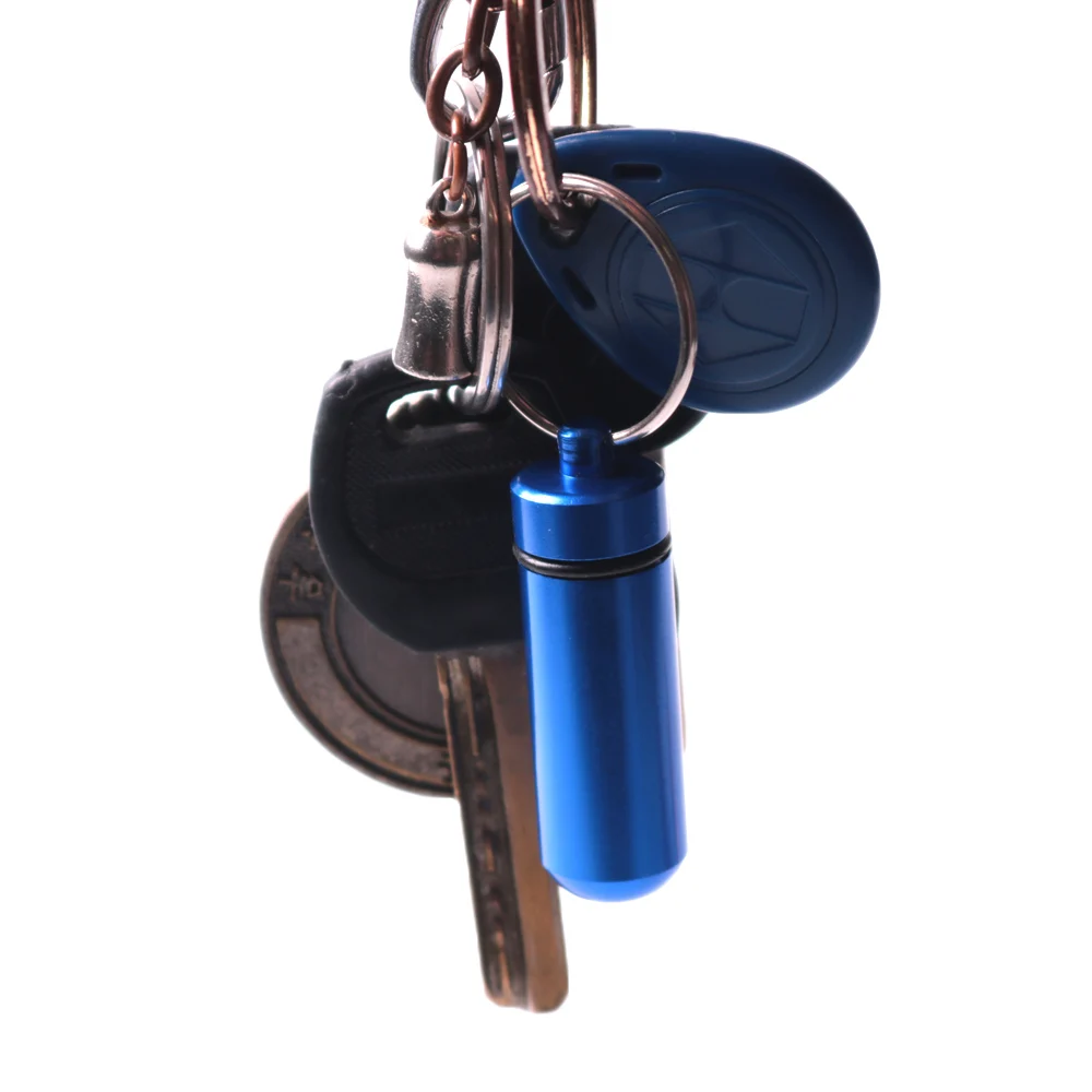 Portable Aluminum Pill Box Tobacco Holder Cash Stash Jar with Key Chain Waterproof Medicine Bottle Travel Kits | Дом и сад