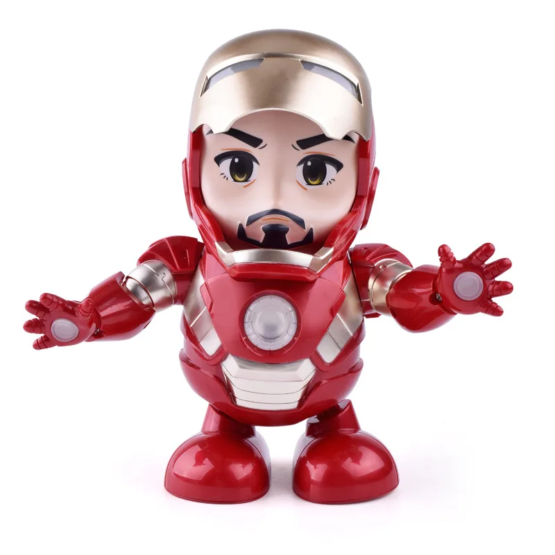 

Can Dance Iron Man Marvel Avengers Action Figure Toy Led Flashlight With Light Sound Music Robot Iron Man Hero Electronic Toy