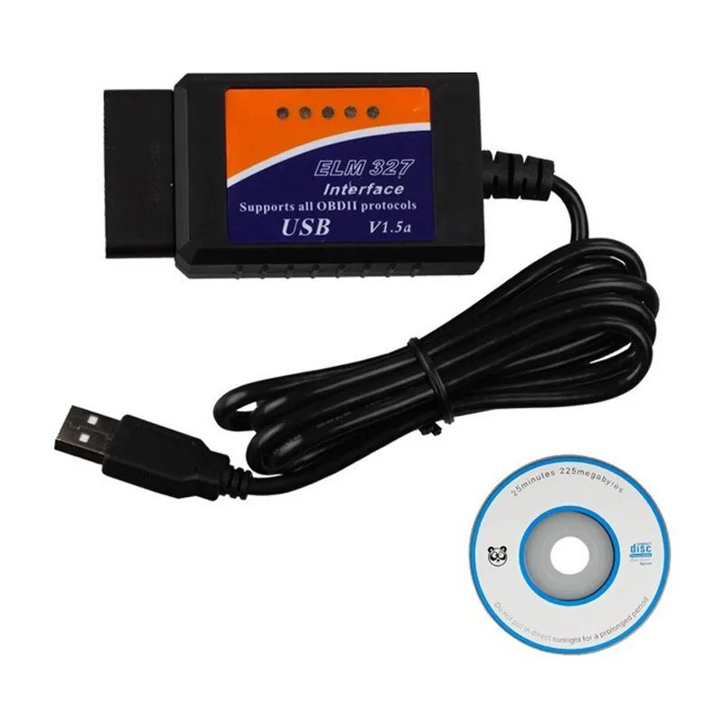 ELM327 USB пластик OBD2 Авто диагностический инструмент версия V1.5 ELM 327 USB интерфейс OBDII CAN-BUS сканер