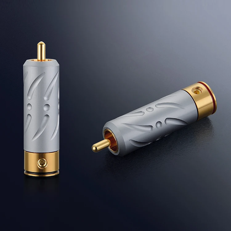 

4Pcs Viborg 100% Pure Copper Gold Plated RCA Audio Plug 9mm Cable Copper Audio Phono Connector