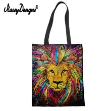 Женская Большая Сумка-тоут с изображением тигра и Льва, Холщовая Сумка на плечо для девочек-подростков, милая пляжная сумка с принтом таксы