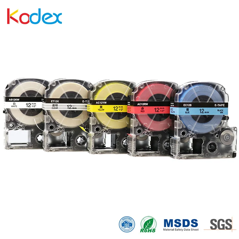 Kodex шт. 5 шт. этикетки ленты SS12KW, ST12K, SC12YW, SC12RW, SC12B мм 12 мм смешанные цвета Совместимость для Epson/KingJIm принтера