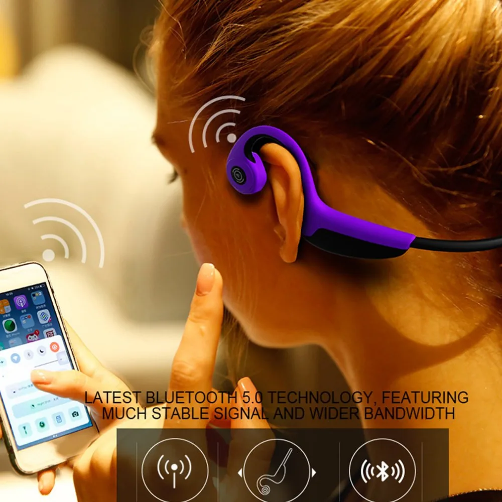 

Bluetooth 5.0 Wireless Headphones Bone Conduction Earphones Sweatproof Outdoor Sports Headset Listening to Music