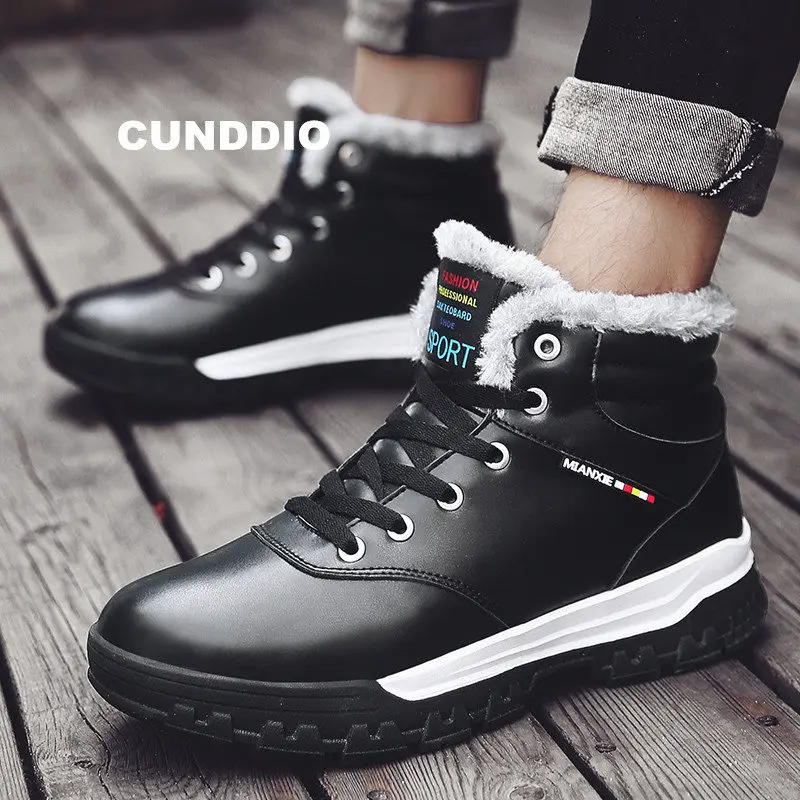 

Plus size 39-48 boots men tenis masculino winter Fur leather Keep warm snow boots sneakers men casual shoes tenis safety shoes