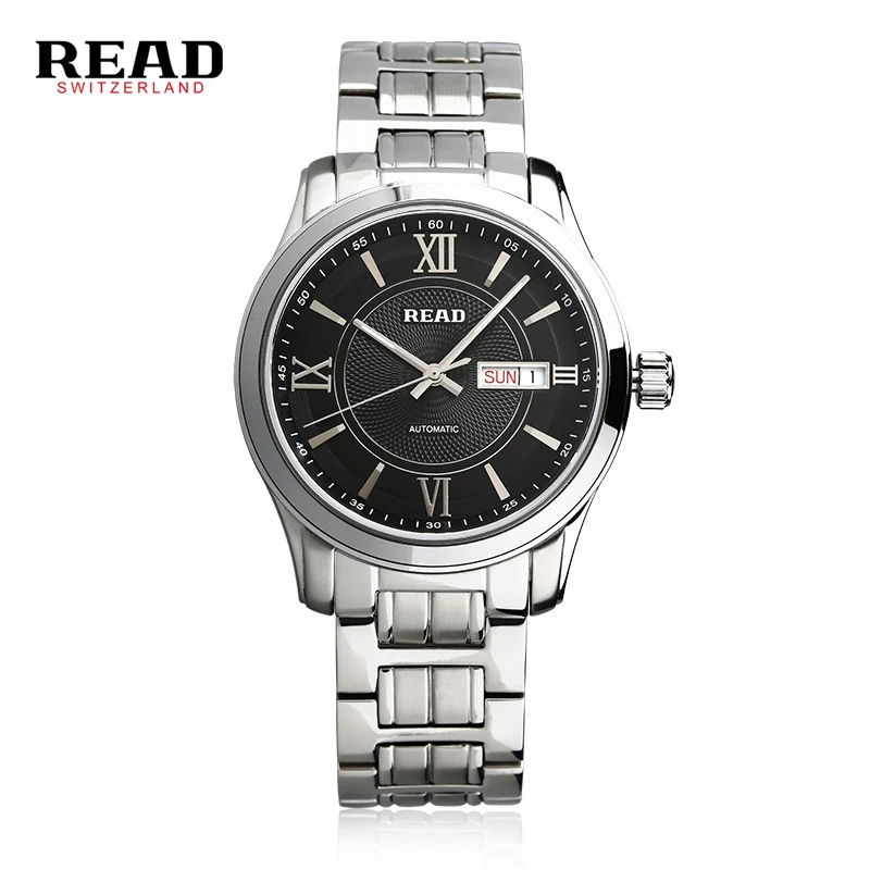 

Luxury Wacthes READ Original Men Watch Automatic Self-wind Stainless Steel stra Waterproof Business Men Wrist Watch Date 8019