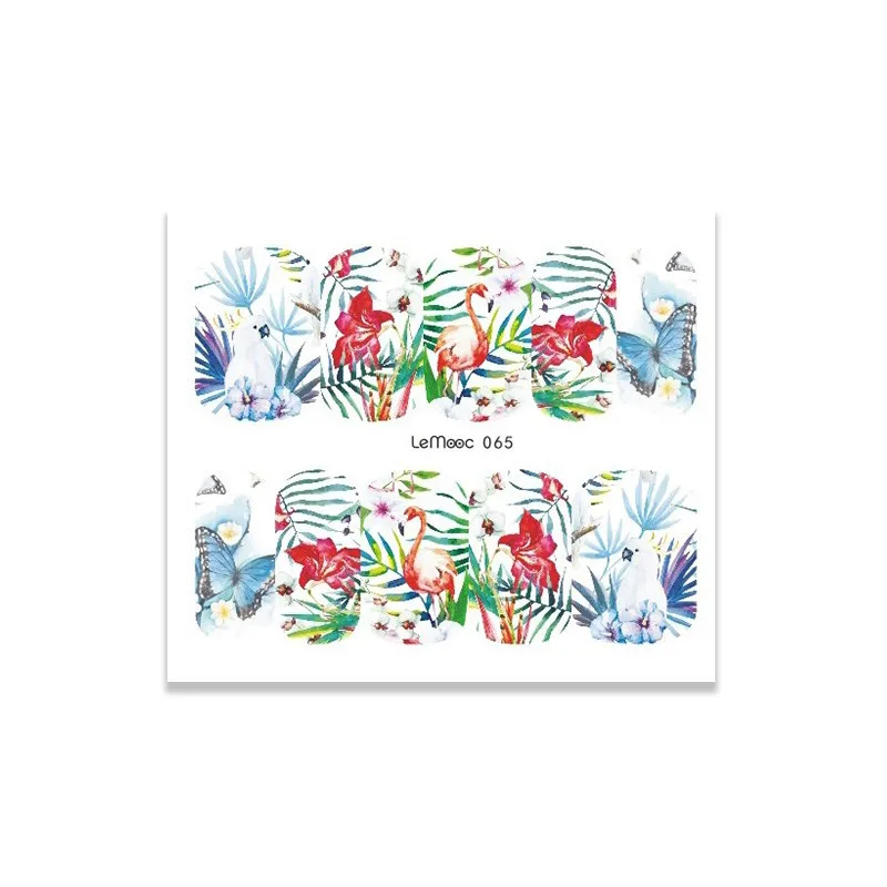 LEMOOC 1 лист переводная наклейка для ногтей водная наклейка летний цветочный дизайн украшения для ногтей водяной знак, маникюр - Цвет: Lemooc 065