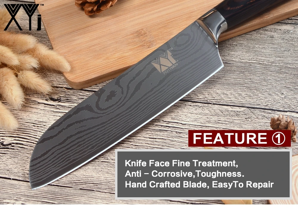 XYj 8 дюймов нож шеф-повара из нержавеющей стали Острый дамасский клинок узор серия цветная деревянная ручка кухонный нож кухонные инструменты