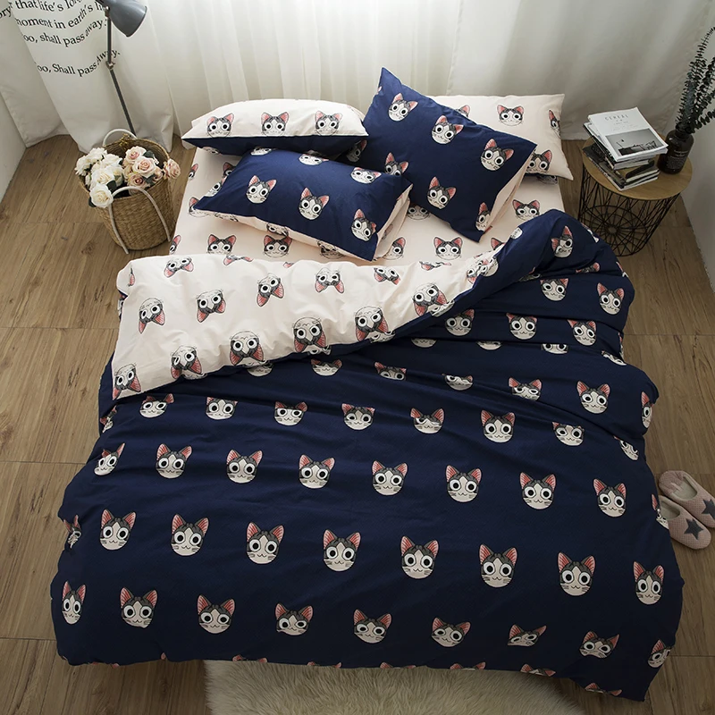 font b Cute b font cat bed linen set kids girls adults king queen twin