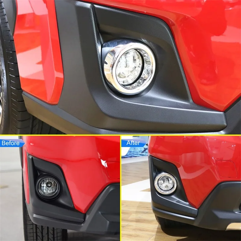 Birght-Chrome-Fog-Light-Cover-2Pcs-Set-Faced-Rings-For-2018-Subaru-Crosstrek-XV-Front-Fog