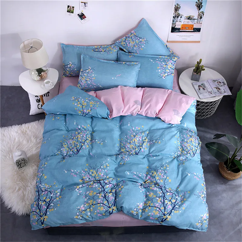 Bedding Set Home Textiles 3 4 Pcs Christmas Moon Leaf Bed Linen Duvet Cover Pillowcases Flat Bedsheet Child Adult Bed Sets