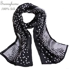Дизайнерские шарфы женские роскошные британский стиль черный клетчатый атласный шелковый шарф в арабском стиле полоса обёрточная Двусторонняя Шаль из чистого шелка