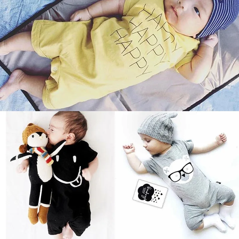 Autumn and Spring Arrival Baby Unisex Long Sleeves Teddy Bear Pattern Cute Rompers