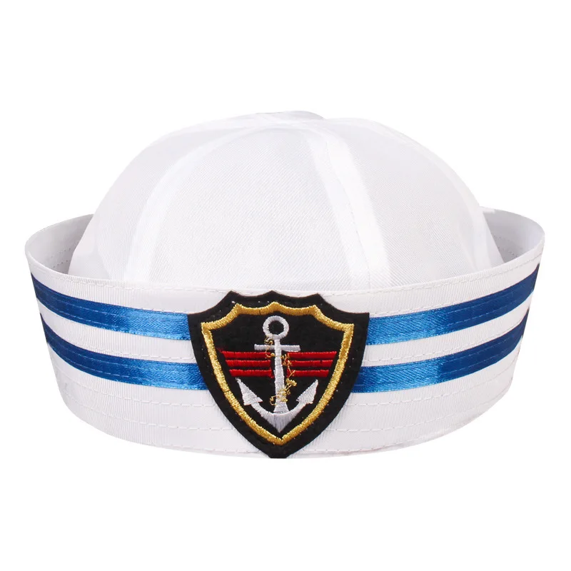 Vintage White Captain Sailor Hats Military Caps Navy Army Hat with Anchor Cosplay Dress Accessories Adult Child Military Hats