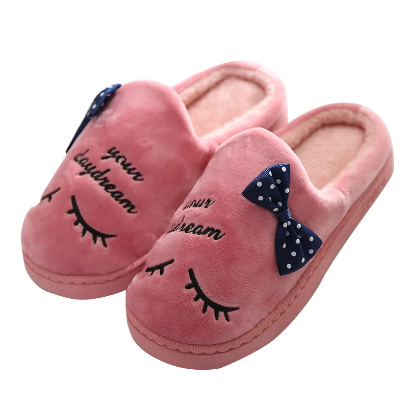 

Eyelashes Miss Men and women couples autumn and winter warm cotton slippers Indoor home cotton slippers