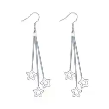 Wholesale High Quality Jewelry Silver Plated Triple Hollow Star Earrings for Women best gift SMTE161