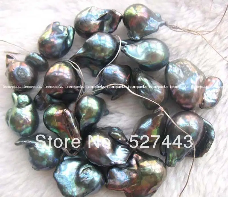 

Wholesale fast 18" freshwater pearl black reborn keshi 22mm AAA grade Pearl Necklace Jewelry (A0511)