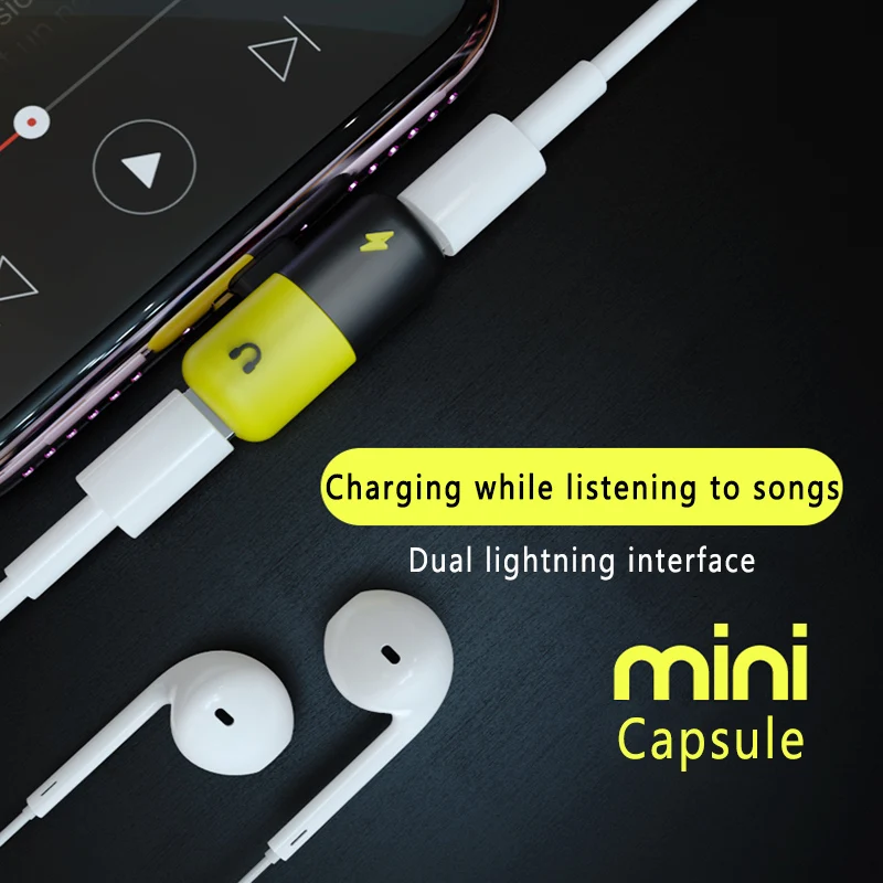 For Apple Audio Charging Listening Calling Connector For iphone X 8 7 Plus XS XR Lighting Headphone Adapter AUX Splitter For Apple Audio Charging Listening Calling Connector For iphone X 8 7 Plus XS XR Lighting Headphone Adapter AUX Splitter