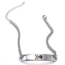 Крутой пиратский череп из нержавеющей стали ID браслеты звеньевая цепочка браслет с подвесками ювелирные изделия подарок SSL002