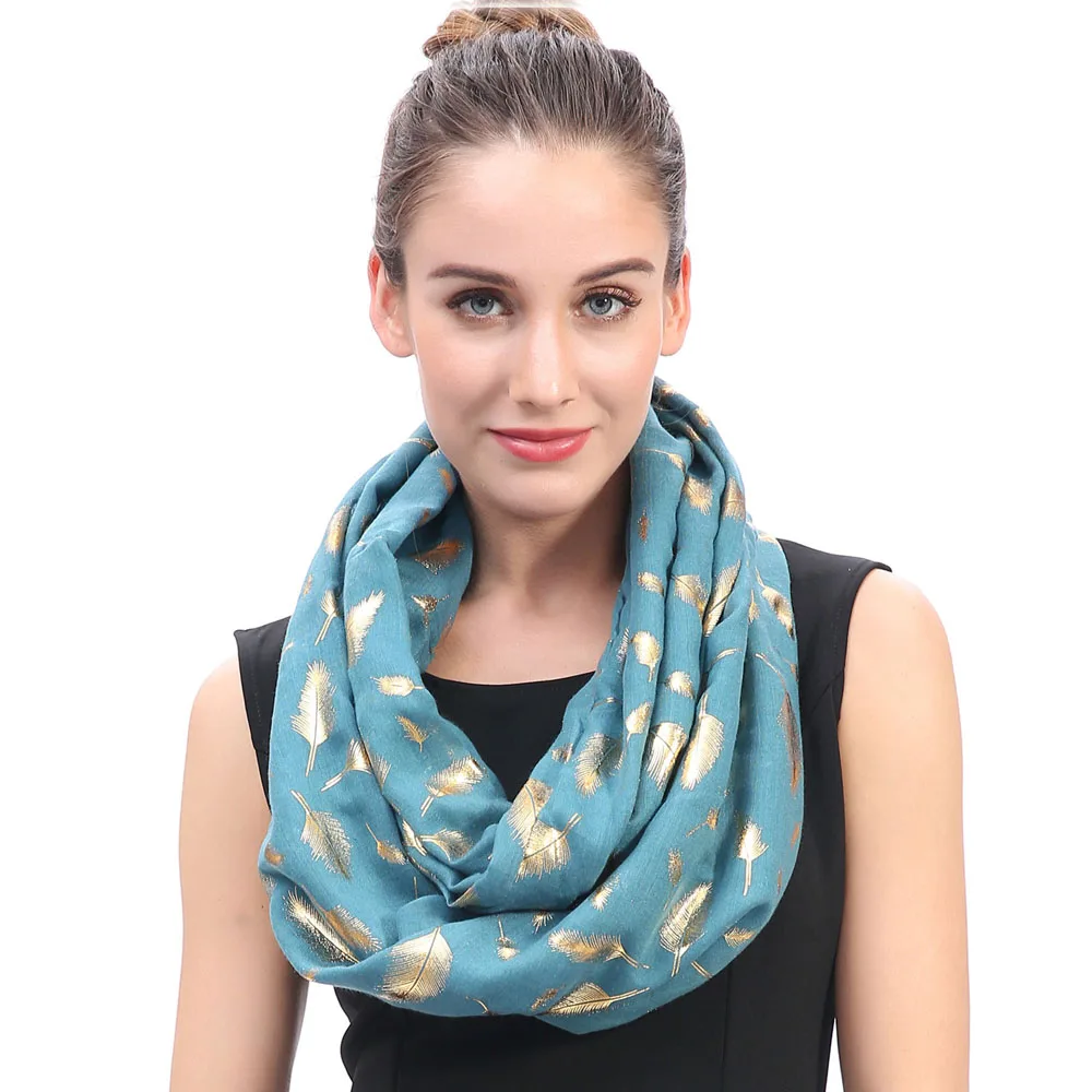 Snood scarf feathers multicolored women