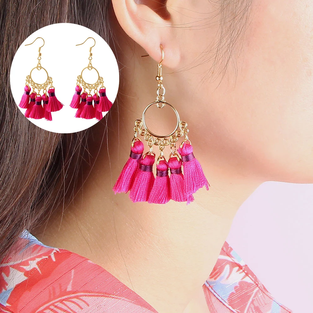 Buy Bohemian Boho Ethnic Fashion Tassel Earrings Silk
