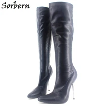 Sorbern/Новинка года; женские сапоги с острым носком на молнии; пикантные сапоги до колена на высоком каблуке; модная обувь унисекс размера плюс;