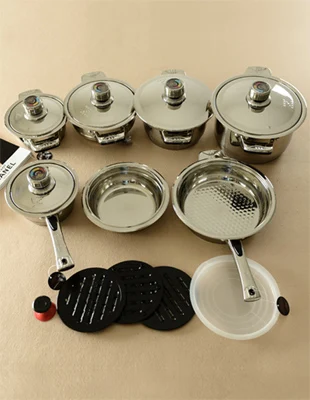 Высокое качество кухонная утварь 17 шт набор посуды из нержавеющей стали Ollas Cocina+ панели+ молочник+ Пароварка+ посуда