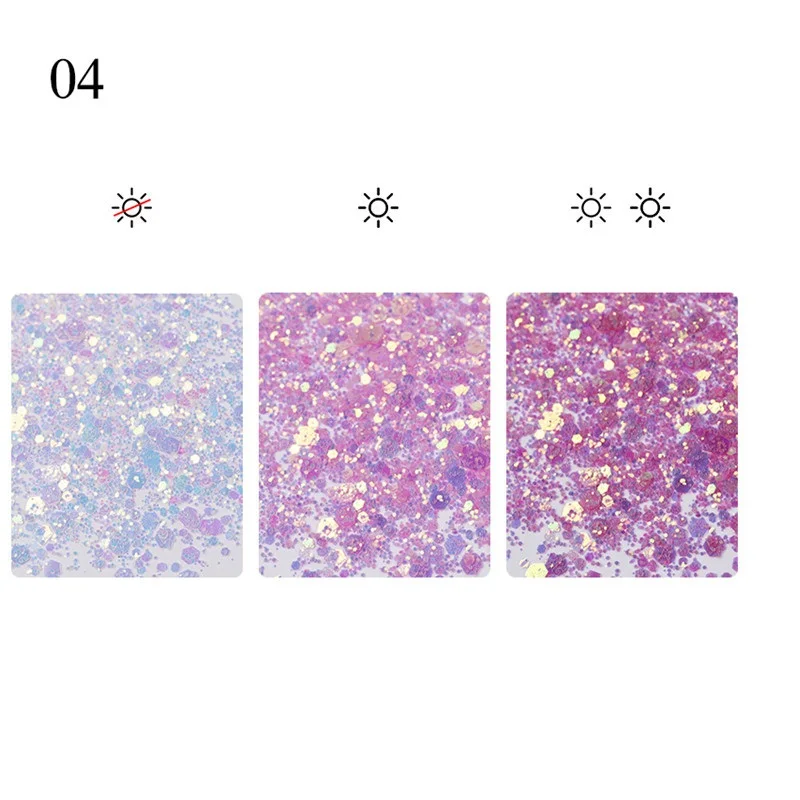 6 коробок/комплект солнцезащитный свет УФ чувствительный меняющий цвет смешанный размер хлопья Хамелеон маникюр с блестками 3D дизайн ногтей гелевое украшение
